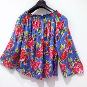 PJK Patterson J Kincaid Floral Top On/Off Shoulder
